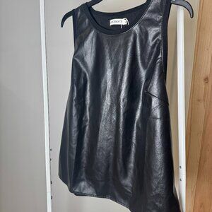 Shapely Faux Black Leather Tank
